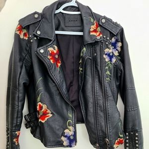 BLANKNYC Vegan Leather Floral Jacket